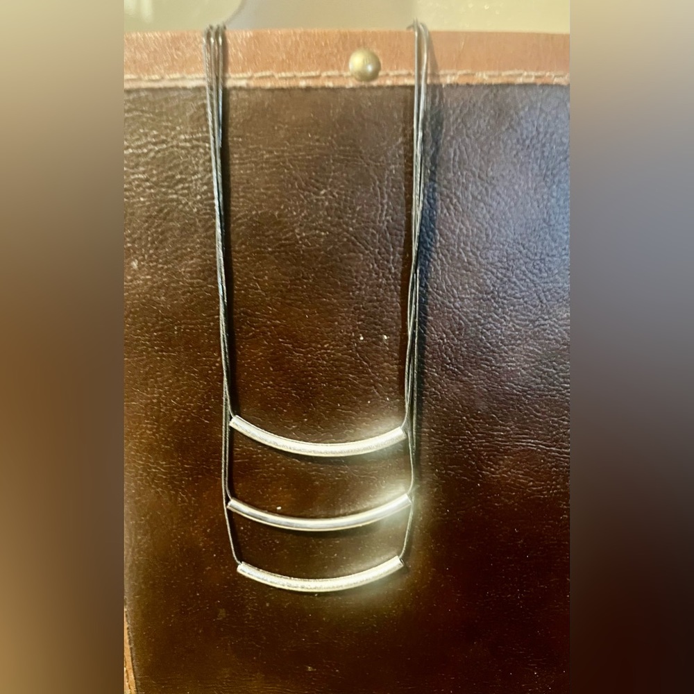 Multilayer Necklace Black and Silver tone